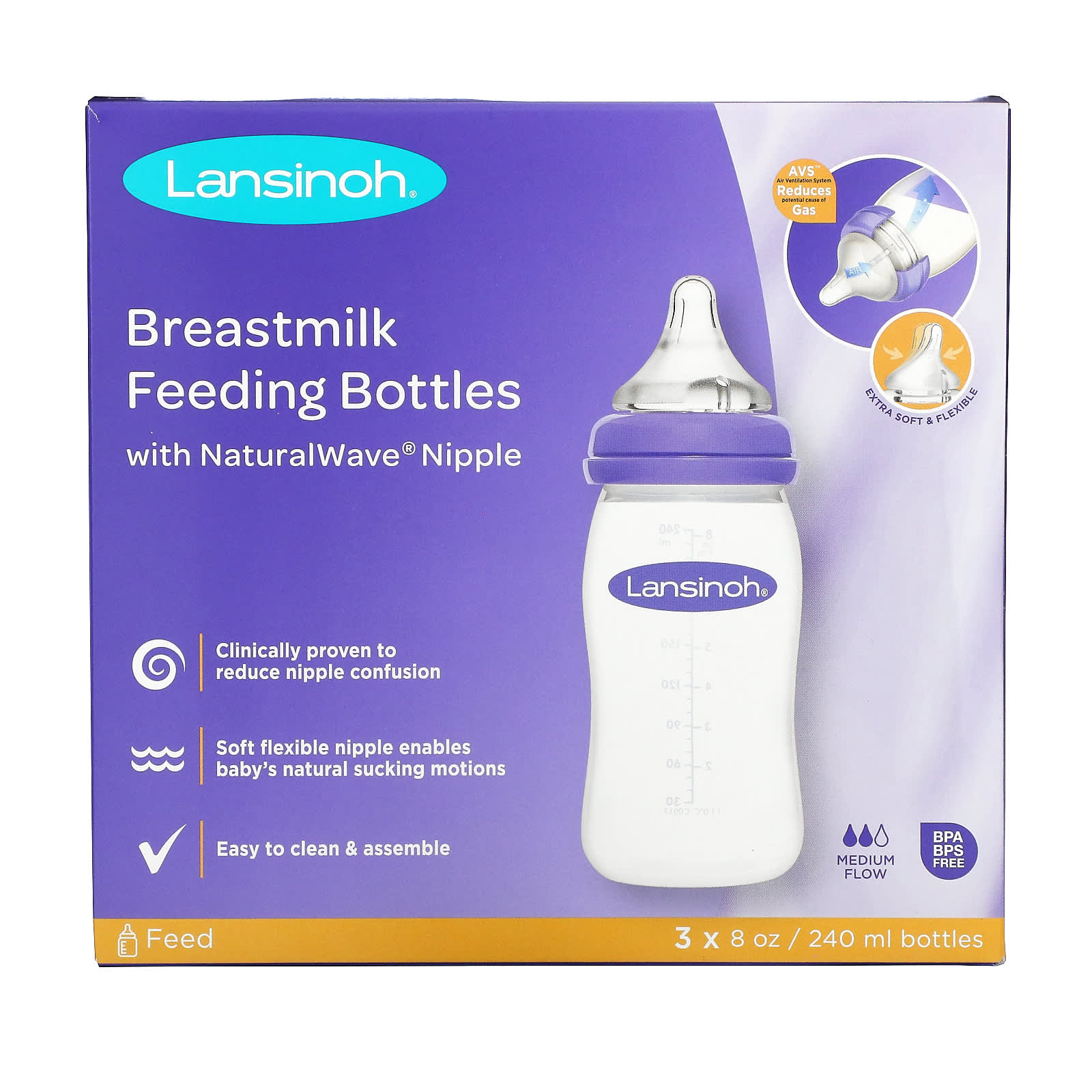 Lansinoh - Biberón para leche materna con tetina simuladora del pezón  materno NaturalWave® 