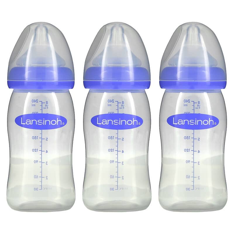 Breastmilk Feeding Bottles with NaturalWave Nipple, Medium Flow, 3 Bottles,  8 oz (240 ml) Each