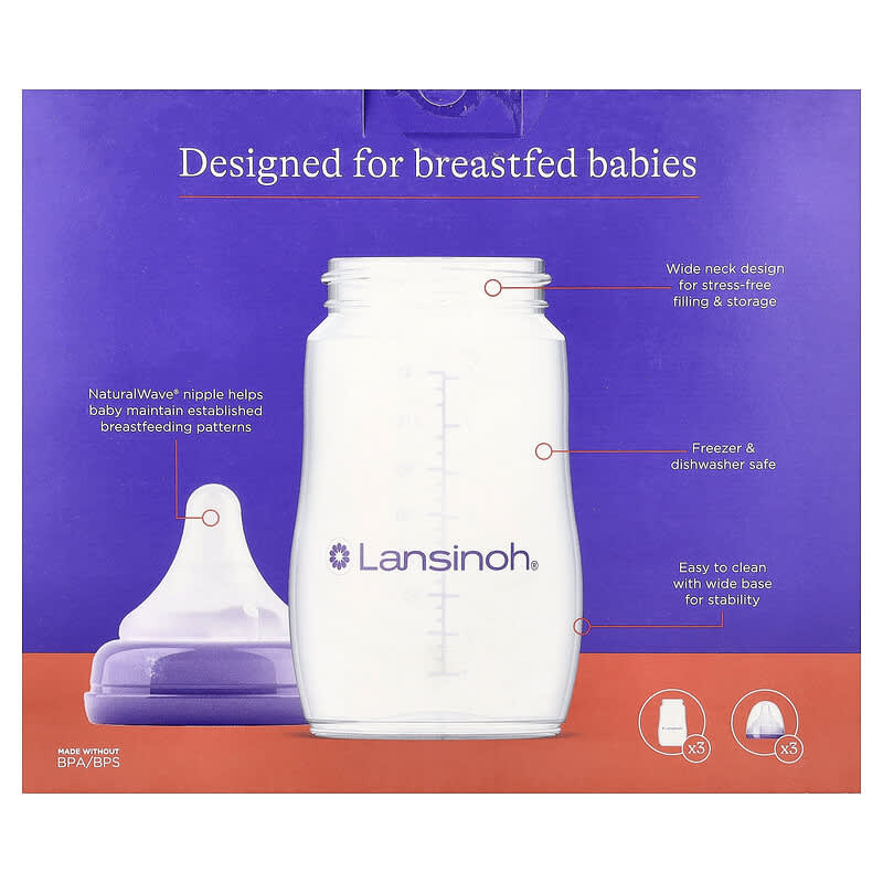 Feeding Bottles with NaturalWave® Nipple, Medium Flow, 3m+, 3