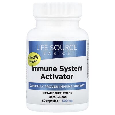 Life Source Basics (WGP Beta Glucan), Immune System Support Capsules, 500 mcg, 60 Capsules