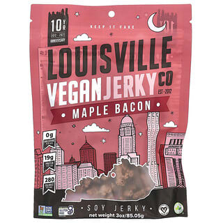 Louisville Vegan Jerky Co, Soy Jerky, Bacon com Xarope de Bordo, 85,05 g (3 oz)