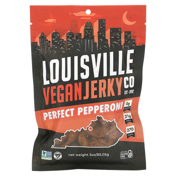 Louisville Vegan Jerky Co, パーフェクトペパロニ、85.05g（3オンス）