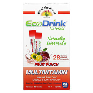 Lily of the Desert, EcoDrink Naturals, мультивитаминная смесь для напитков, фруктовый пунш, 24 пакетика по 6,3 г (0,22 унции)