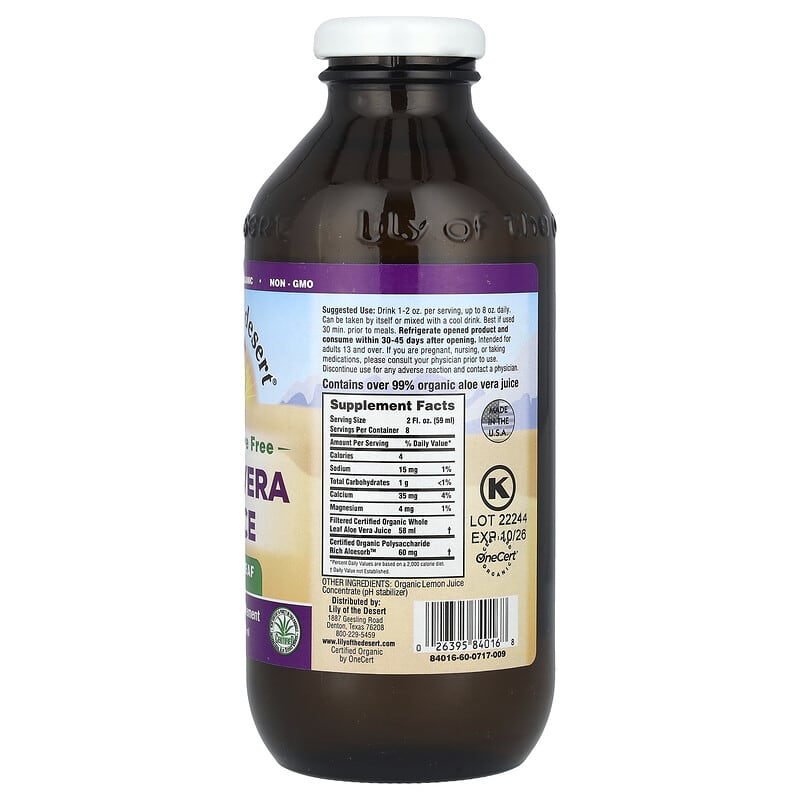 Biologischer Aloe Vera-Saft, vom ganzen Blatt, 16 fl oz (473ml)