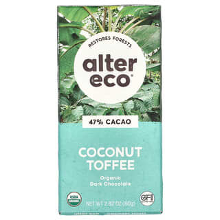 Alter Eco, 有机黑巧克力棒，椰子太妃糖，47% 可可，2.82 盎司（80 克）