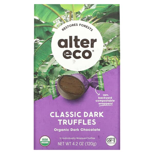 Alter Eco, Organic Classic Dark Truffles, Dark Chocolate, 4.2 Oz (120 G)