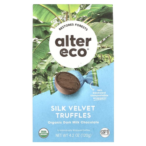Alter Eco（アルターエコ）, オーガニック ダークミルクチョコレート、シルクベルベット トリュフ、個包装10個、120g