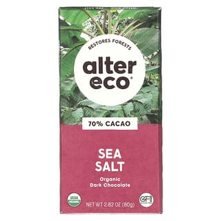 Alter Eco, Barra de chocolate negro orgánico, Sal marina, 70% de cacao, 80 g (2,82 oz)