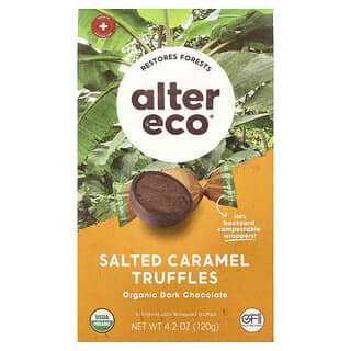 Alter Eco, Organic Salted Caramel Truffles, Dark Chocolate, 10 Individually Wrapped Truffles