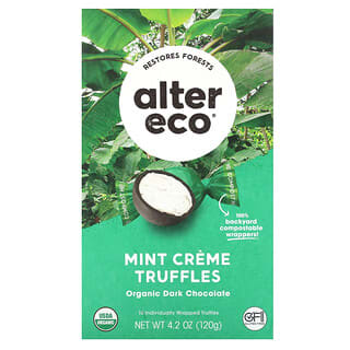 Alter Eco, органические трюфели с мятным кремом, темный шоколад, 120 г (4,2 унции)