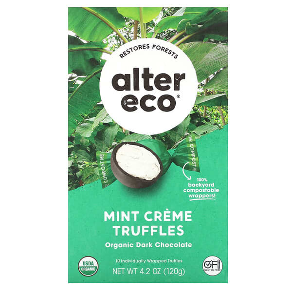 Alter Eco, 有機薄荷奶油松露，黑巧克力，4.2 司（120 克）