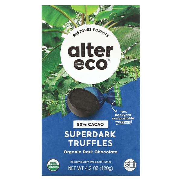 Alter Eco, Organic Dark Chocolate Truffles, Superdark, 80% Cacao, 10 ...