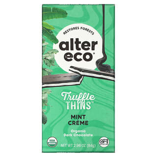 Alter Eco, Truffle Thins, Organic Dark Chocolate Bar, Mint Creme, 2.96 oz (84 g)