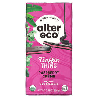 Alter Eco, Truffle Thins, батончик органічного чорного шоколаду, малиновий крем, 84 г (2,96 унції)