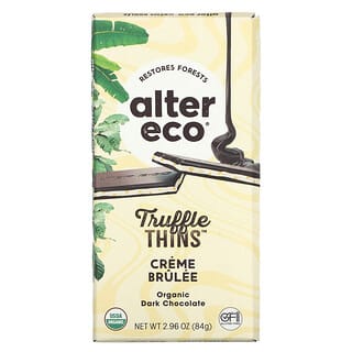 Alter Eco, Truffle Thins, Organic Dark Chocolate Bar, Crème Brûlée, 2.96 oz (84 g)