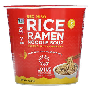Lotus Foods, Sopa de fideos con ramen de arroz, Miso rojo`` 57 g (2 oz)