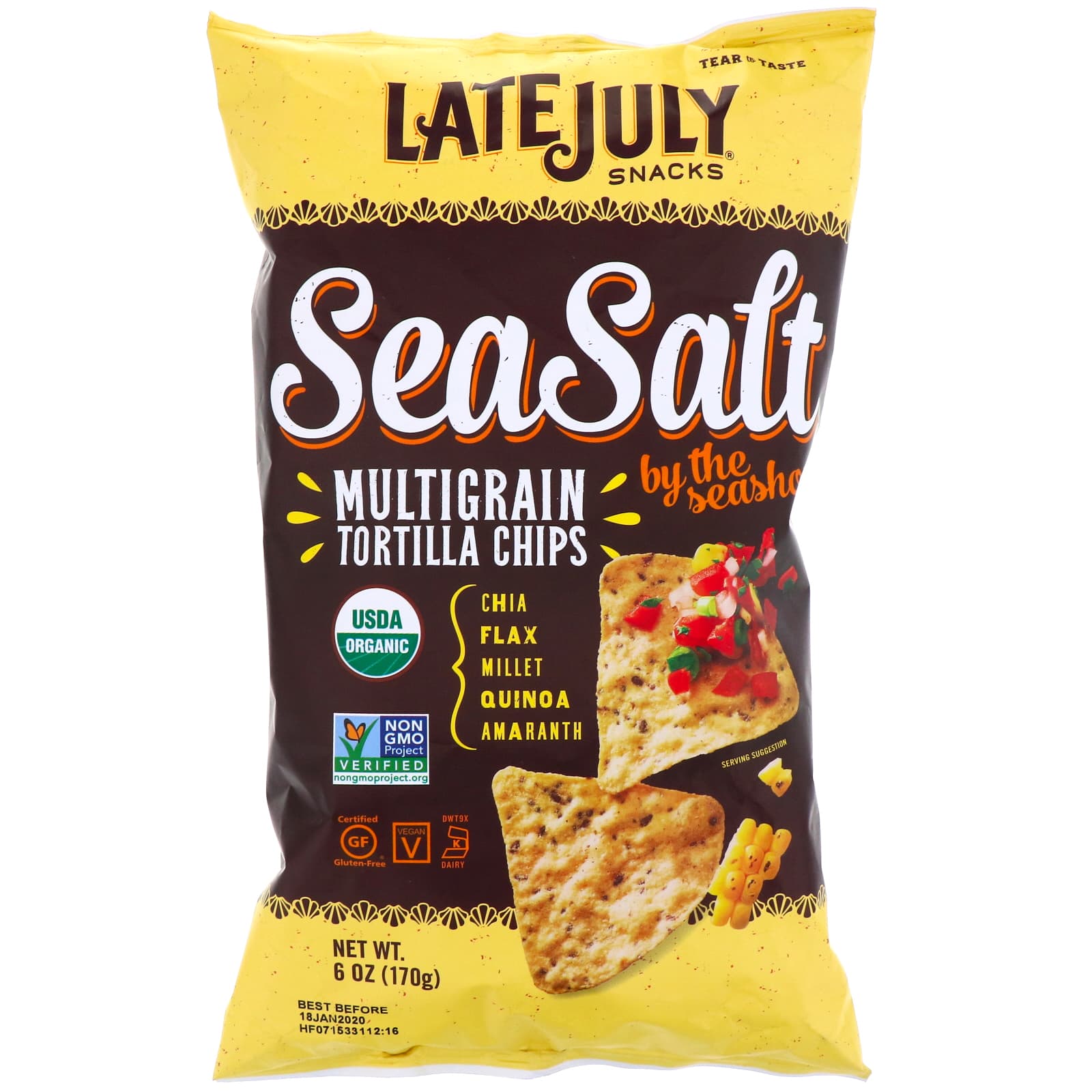 Late July, Multigrain Tortilla Chips, Sea Salt by the Seashore, 6 oz