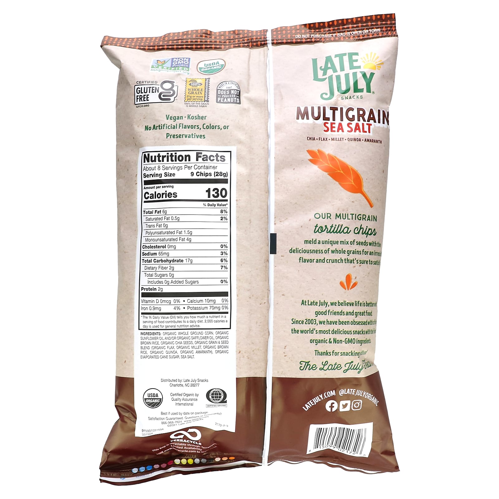 Late July, Multigrain Tortilla Chips, Sea Salt, 7.5 oz (212 g)