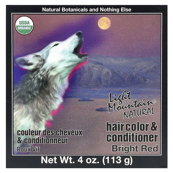 Light Mountain, Natural Hair Color & Conditioner, Bright Red, 4 oz (113 g)