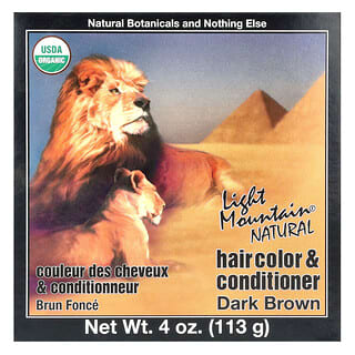 Light Mountain, Colorante e balsamo naturale per capelli, Marrone scuro, 113 g