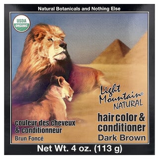 Light Mountain, Acondicionador y tintura orgánica para el cabello, Marrón oscuro, 4 oz (113 g)