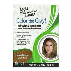 Light Mountain, Розфарбуй сірий! Натуральна фарба та кондиціонер для волосся, світло-коричневий, 7 унцій (198 г)