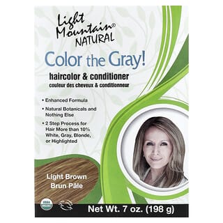 Light Mountain, Color the Gray! Natural Hair Color & Conditioner, Light Brown, 7 oz (198 g)
