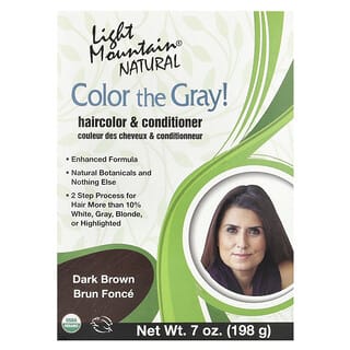 Light Mountain, Color the Grey !, Tinte y acondicionador natural para el cabello, Castaño oscuro, 197 g (7 oz)