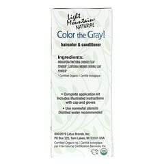 Light Mountain, ¡Colorea el gris! Tinte y acondicionador natural para el cabello, Negro, 198 g (7 oz)