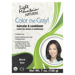 Light Mountain, ¡Colorea el gris! Tinte y acondicionador natural para el cabello, Negro, 198 g (7 oz)