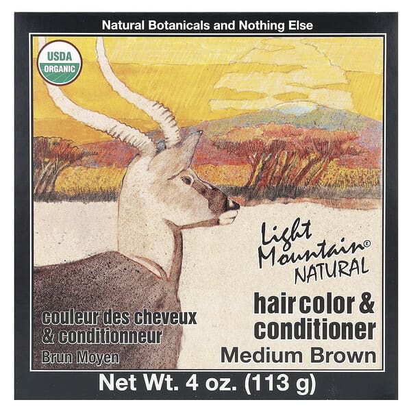 Light Mountain, ナチュラル ヘアカラー & コンディショナー、ミディアムブラウン、4 oz (113 g)