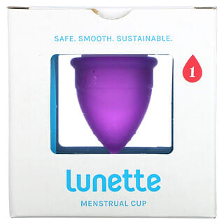 Lunette, 可重複使用的月經杯，1號，適用于少量至正常，紫色，1個杯子