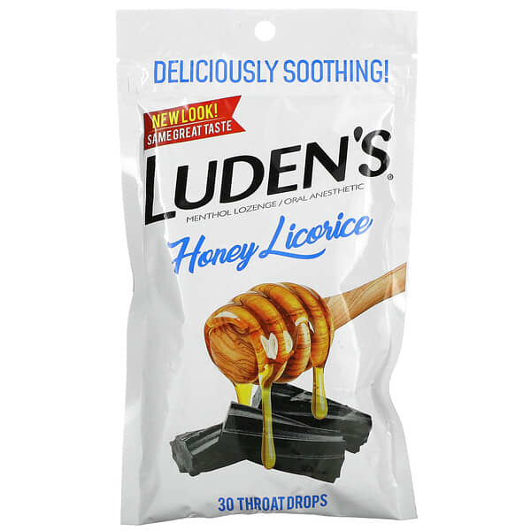 Luden's, 薄荷醇錠劑/口服麻醉劑，蜂蜜甘草味，30 滴喉滴劑
