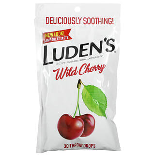 Luden's, Pastilles à sucer et émollientes orales, Cerise sauvage, 30 gouttes pour la gorge