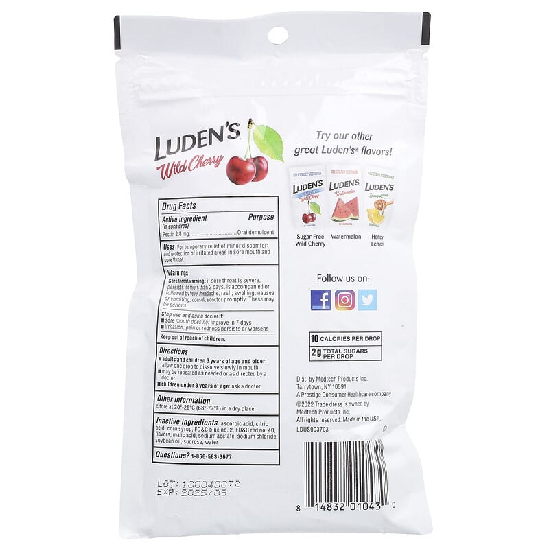 Pectin Lozenge／Oral Demulcent、ワイルドチェリー、のどあめ30粒