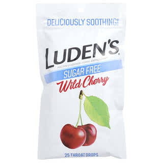 Luden's, Pastille de pectine/émollient oral, Cerise sauvage, Sans sucre, 25 gouttes pour la gorge