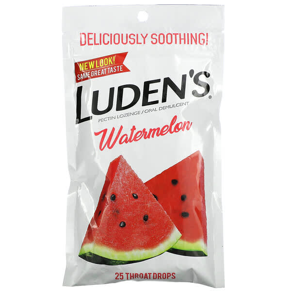 Luden's, Pektin-Lutschtablette/Mündliches Linderungsmittel, Wassermelone, 25 Tropfen in den Hals