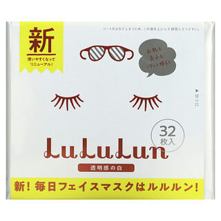 Lululun, освежение, чистая кожа, белая маска для лица, 32 шт, 500 мл (16,9 жидк. унции)