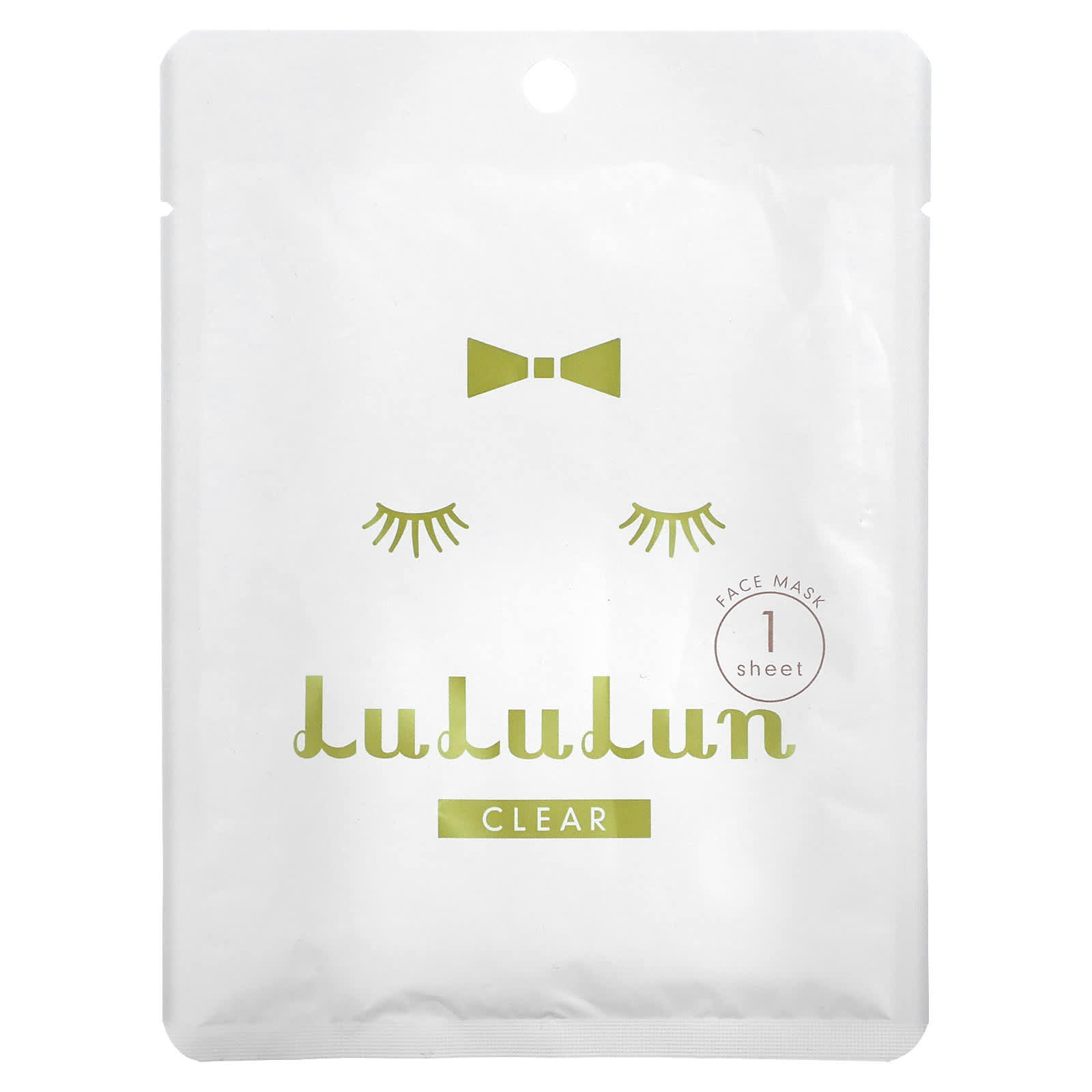 Lululun, Clear, Beauty Face Mask, White 5F, 1 Sheet, 0.74 fl oz (22 ml)