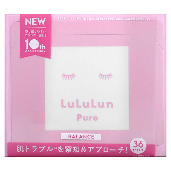 Lululun, 全粹平衡，美容面膜，粉色 8FB，36 片，18 液量盎司（520 毫升）