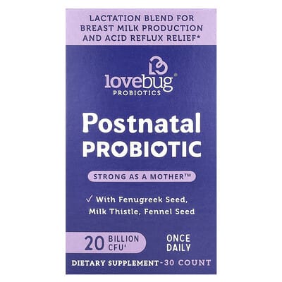 LoveBug Probiotics, Postpartum Probiotic, 20 Billion CFU, 30 Capsules