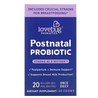 LoveBug Probiotics, Probiótico posnatal, 20.000 millones de UFC, 30 unidades