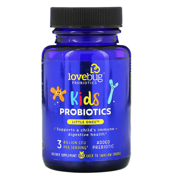LoveBug Probiotics, 어린이용 프로바이오틱, Little Ones, 30억CFU, 삼키기 쉬운 구형 정제 60정