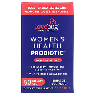 LoveBug Probiotics (لاف باغ بروبيوتيك)‏, بروبيوتيك لصحة النساء ، بروبيوتيك يومي ، 50 مليار وحدة تشكيل مستعمرة ، 30 قطعة