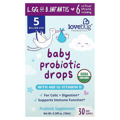 LoveBug Probiotics, 嬰兒益生菌滴劑，50 億 CFU，0.34 液量盎司（10 毫升）