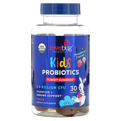 LoveBug Probiotics, Kids Probiotics, Tummy Gummies, Strawberry, 2.5 ...