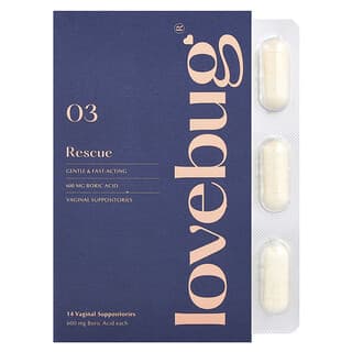 LoveBug Probiotics, Rescue，女性私密部位栓劑，03，14 粒女性私密部位栓劑