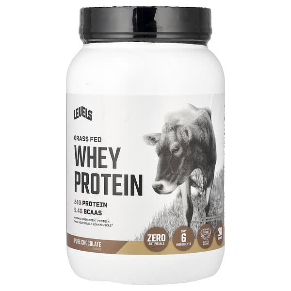 Levels, Grass Fed Whey Protein Powder, Pure Chocolate , 2 lb (907 g)