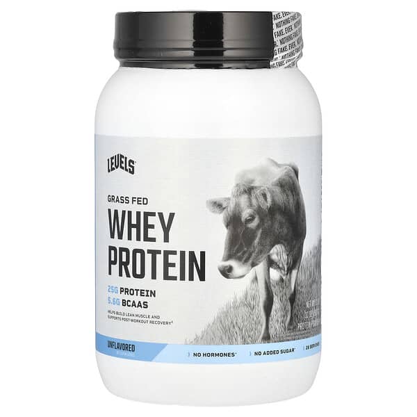 Levels, Grass Fed Whey Protein Powder, Unflavored, 2 lb ( 907 g)