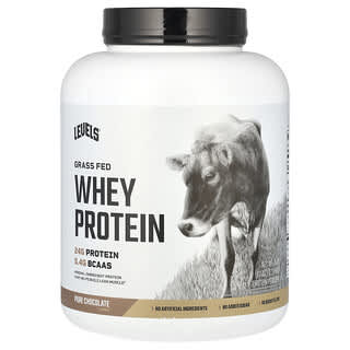 Levels, Poudre de protéines de lactosérum d'animaux nourris à l'herbe, chocolat pur, 2,27 kg